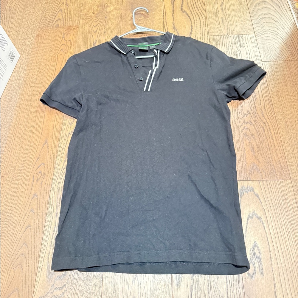 3x Boss Dark Polo Shirts with White Accents